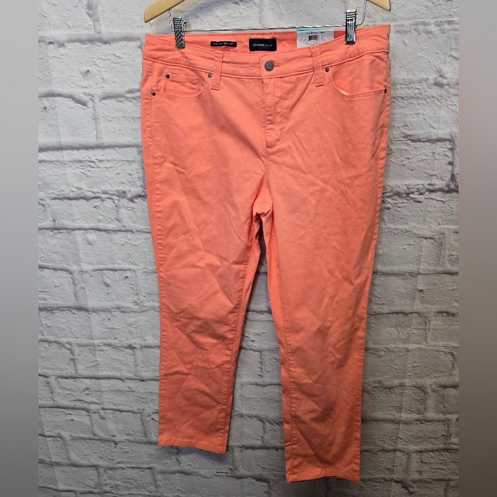 NWT Charter C Women's Petite Lexington Straight-Leg Jeans Coral Sandy Pink 16P - Picture 6 of 6